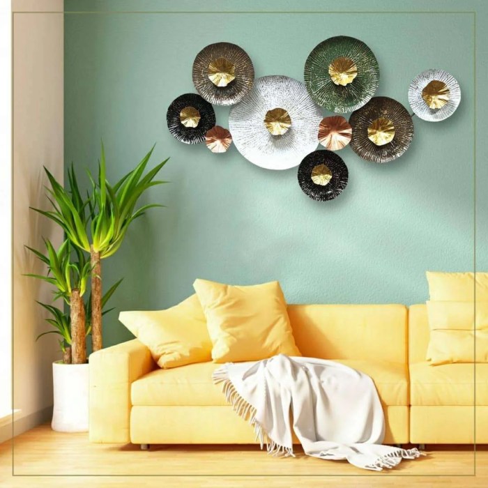 Aqua metal wall decor